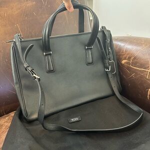 Tumi Black Leather Tote/Travel/Laptop Bag